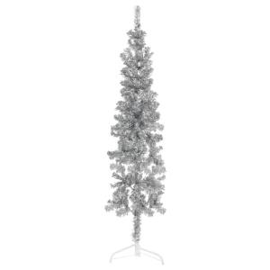 Künstlicher Weihnachtsbaum Silber 150 cm Höhe PVC-Material Halb-Weihnachtsbaum Platzsparend Wand Christbaum Innen- und Außenbereich Wirtschaftliche Weihnachtsdekoration Festlich