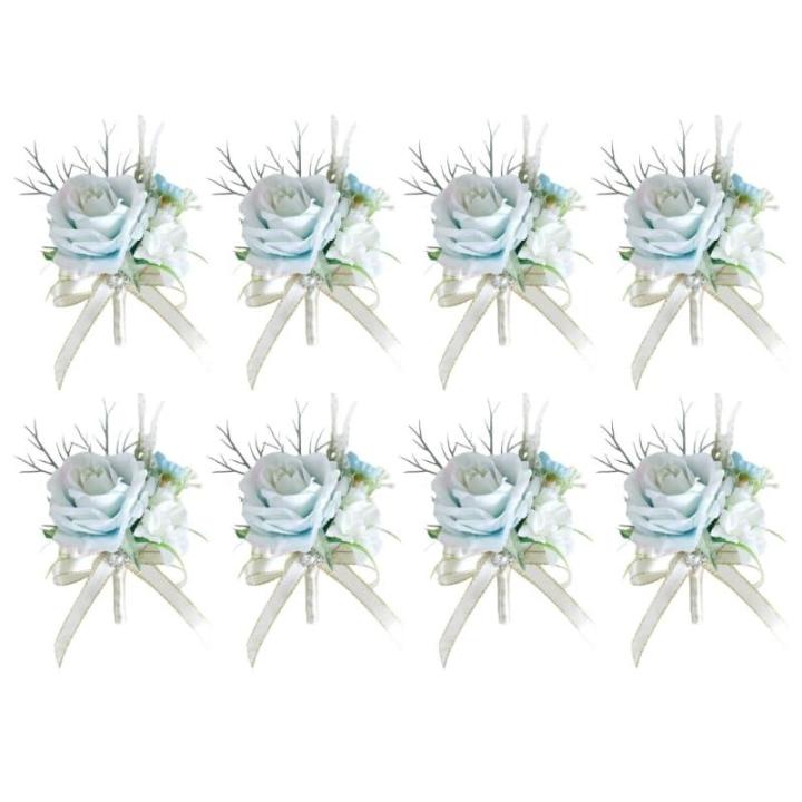 8er-Pack Ansteckblumen für Bräutigam und Braut, anspruchsvolle Ansteckblumen für die Hochzeit, Elegante Boutonniere-Accessoires für Brautjungfern
