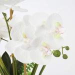 Phalaenopsis Kunstmatige Orchidee in pot, zilverkleurig, 38,1 cm, kunstbloem voor tafelopzetstuk, woonkamer, woondecoratie