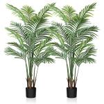 Kunstpalm, 130 cm, grote kunstplant in pot, kunststof palm, ziet eruit als een echte plant, decoratie voor woonkamer, balkon, slaapkamer, kantoor, cadeau voor een housewarming (2 s