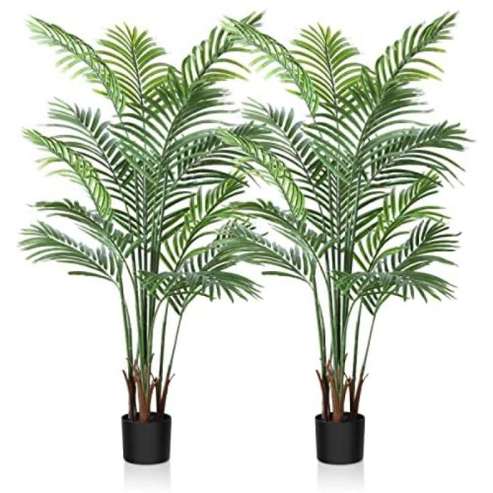 Kunstpalm, 130 cm, grote kunstplant in pot, kunststof palm, ziet eruit als een echte plant, decoratie voor woonkamer, balkon, slaapkamer, kantoor, cadeau voor een housewarming (2 s