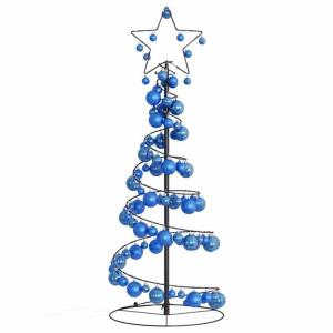 Kerstboom kegelvorm met ballen 80 leds warm wit 120 cm