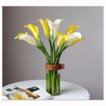 Kunstblumen Künstliche Blumen im Topf – Faux Calla Lily Blumen Grünpflanzen mit Glasvase für Heimdekoration, Hochzeitstisch für jeden Anlass
