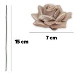 Kunstrozenbloemen met steel als kunstmatige decoratieve rozen van was, 4 parelmoer rozenblaadjes als echt voor bloemstukken, bloemendecoratie, waxrozen als kunstrozen, begraafplaat