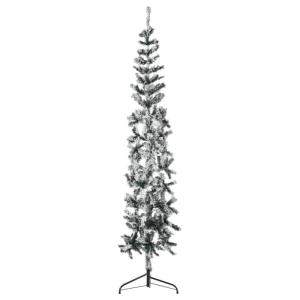 344607 Halfkerstboom met sneeuw, slank, 210 cm, dennenboom, kerstboom-decoratie, kerstbomen, kerstboom