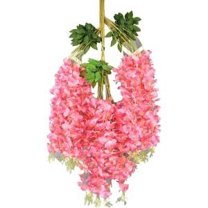 Künstliche Glyzinien Hängeblumen 12 Stück Simulation Seidenblume Hortensie für DIY Girlande Ranke Blumen Schnur nach Hause