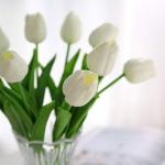 30 stuks kunstmatige tulpen bloemen nep tulpen boeket real touch bloemen voor decoratie (wit)
