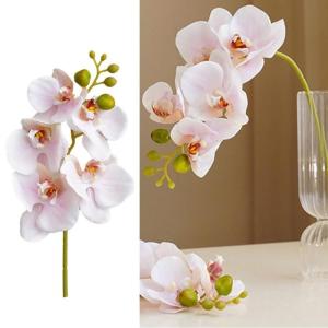 Orchideenstiele, künstliche Blumen, fühlt sich echt an, Phalaenopsis, 45 cm, künstliche Orchideenzweige mit 5 großen Blumen für Vase, Hochzeit, Party, Zuhause, Garten, Dekorat