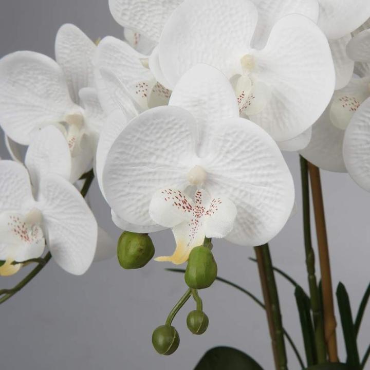 Kunstplant orchideeën kunstbloemen kunstbloemen als echt met echte bloemen in keramische pot tafeldecoratie vensterbank decoratie, hoogte 44 cm, wit
