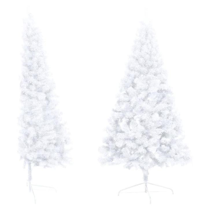 Künstlicher Halb-Weihnachtsbaum Beleuchtung Kugeln Weiß 150 cmWeiß und grau