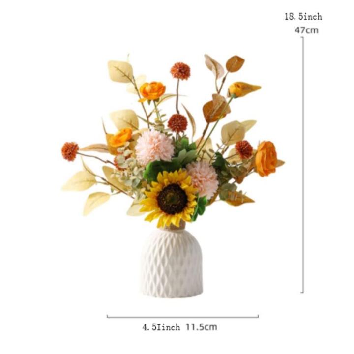 Kunstblumen Gefälschte Blumen mit Vase, Faux Blumenarrangement mit Vase für Heimdekoration, geeignet für Hochzeit, Esstisch, Büro für jeden Anlass