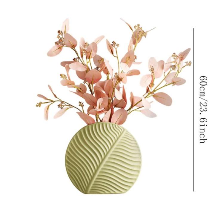 Kunstblumen Gefälschte Blumen in Keramikvase, blattförmige Vase, für Heimzimmer, Schreibtischdekoration, Hochzeit, Küche, Esszimmer, Partys, Dekorationen für jeden Anlass
