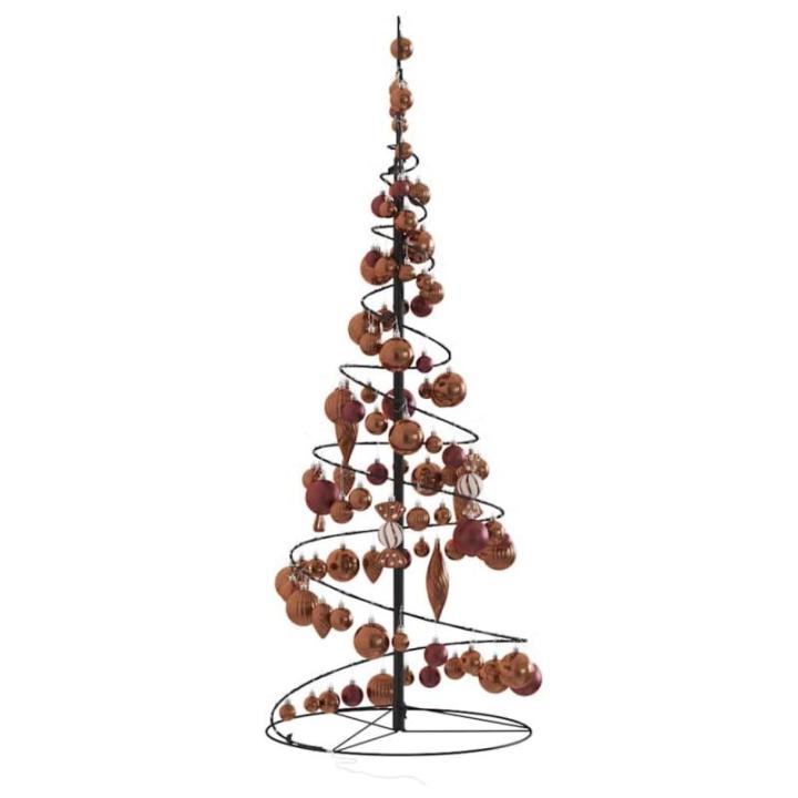 Kerstboom kegelvorm met ballen 80 leds warm wit 120 cm