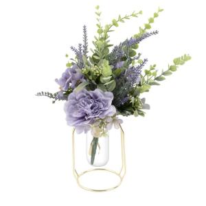 Kunstmatige pioenrozen, lavendelstruiken, kunstbloemen, echt uitziende voor doe-het-zelf, bruiloft, boeket, tuin, feest, hotel, kantoor, decoratie, tafelstukken, paars