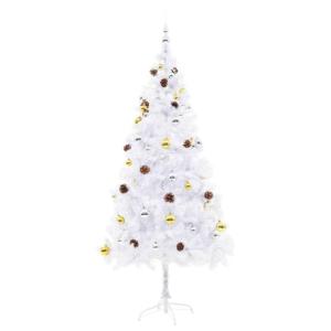 Kunstkerstboom met verlichting en ballen, wit, 180 cm, dennenboom, kerstboom, dennenboomdecoratie, kerstbomen, kerstboom - 321503