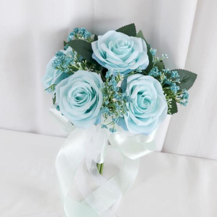 Braut Hochzeit Blume Seide Rosen Hand Bouquet Zubehör Frauen Party Dekoration