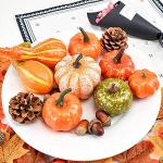 50 Stück Halloween- und Thanksgiving-Dekorationsset Simulation Kürbis Hausgarten Herbsternte Dekoration Herbstferien Party Dekoration (Größe: 50 Stück)