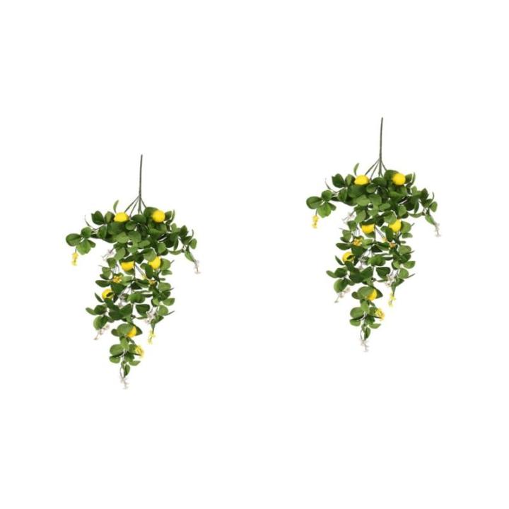 2St Simulation Zitronenrattan künstliche Fruchtzweige künstlicher Zitronenbaumstamm Künstliche Zitronenpflanze Dekorative Zitronenpflanze Anlage künstliche Blumen gefälschte Z