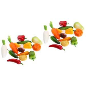 2 Sätze Gefälschtes Gemüse Schäumt Gemüse Modell Gefälschtes Display-Essen Falsches Scharfes Chili Kinderknallzeug Falsches Gemüse Gemüse-Modell-dekor Schaum 17 Stück * 2