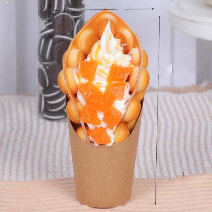 2 Stück Simulation Ei Waffel Modell Display Probe Dessert Fake Bubble Waffel Essen-Gelb