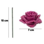 Kunstrozenbloemen met steel als kunstmatige decoratieve rozen van was, 10 roze rozenblaadjes als echt voor bloemstukken, bloemendecoratie, waxrozen als kunstrozen, begraafplaats, g