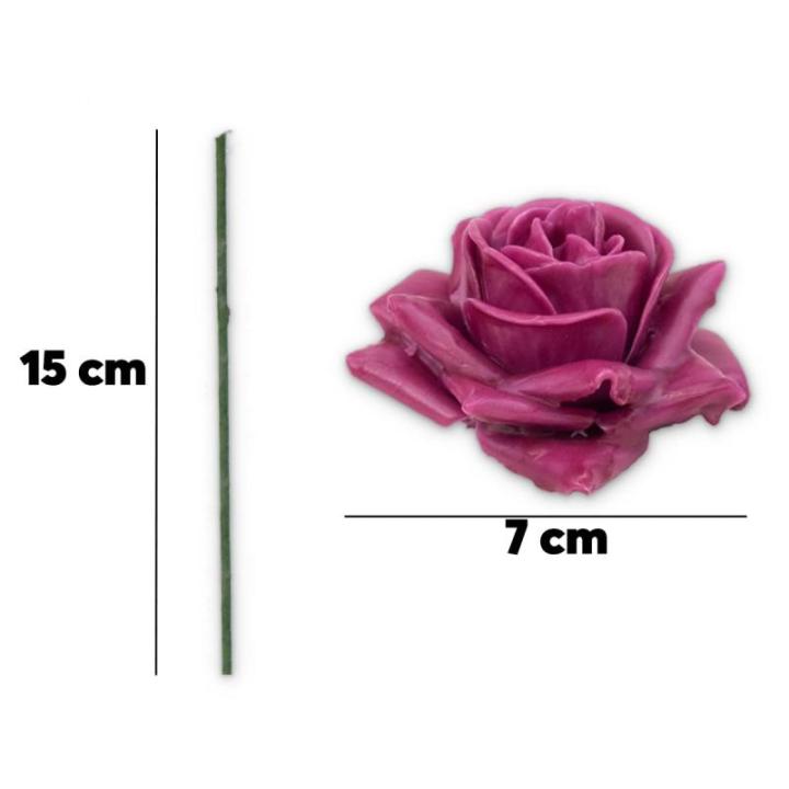 Kunstrozenbloemen met steel als kunstmatige decoratieve rozen van was, 10 roze rozenblaadjes als echt voor bloemstukken, bloemendecoratie, waxrozen als kunstrozen, begraafplaats, g