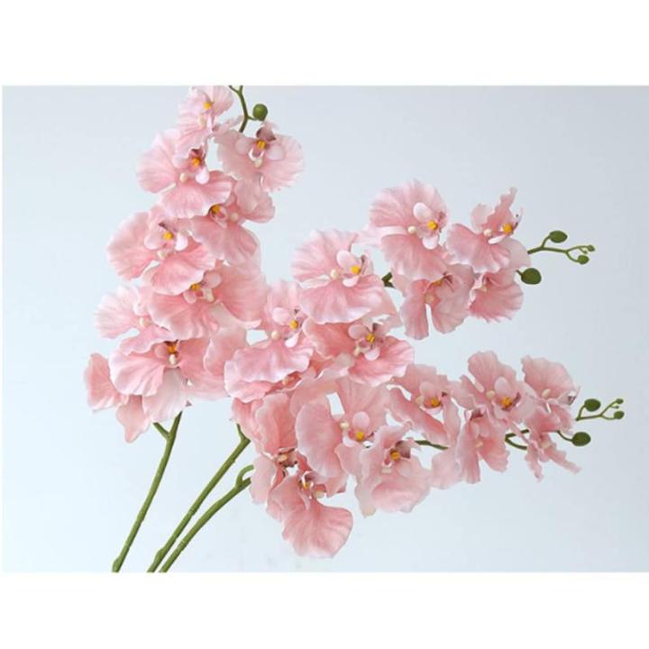 Kunstblumen Phalaenopsis-Orchidee in weißer Vase, künstliche Orchideenblumen, Pflanzen, für Büro, Schreibtisch, Hochzeit, Party, Dekoration, Badezimmer-Ornamente für jeden Anl