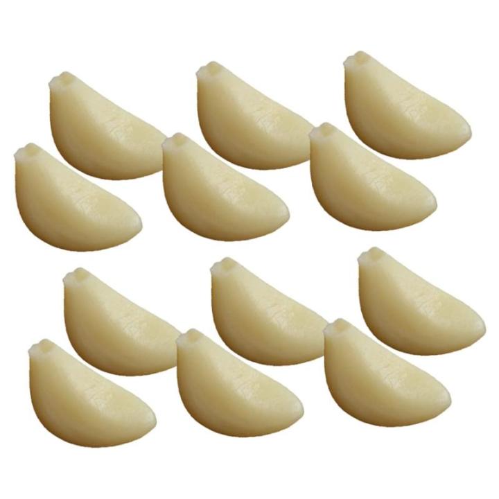 5 Sätze Simulierter Knoblauch Simulierte Knoblauchzehen Geschälter Knoblauch Grüner Knoblauch Simulation Knoblauchflocken-dekor Künstliches Gemüse Knoblauch-Modell PVC 12 Stü