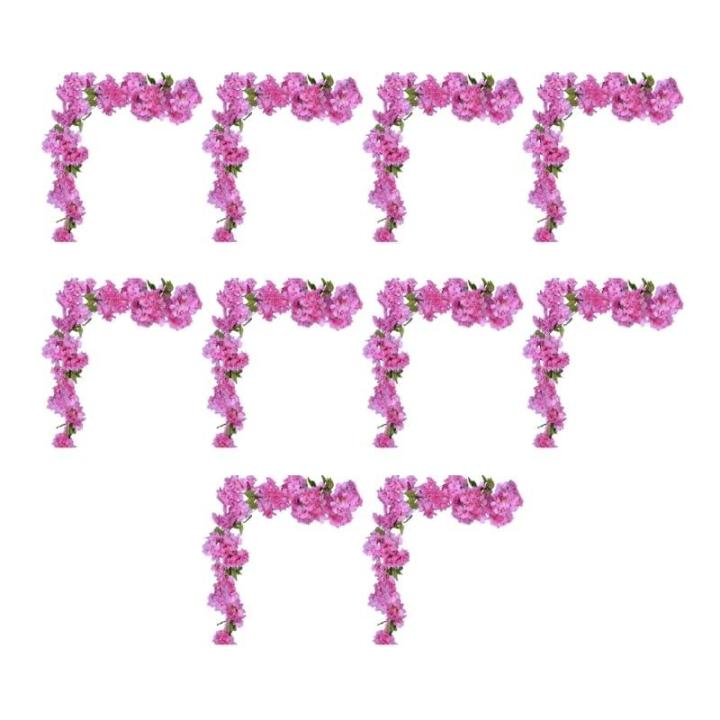 Künstliche Kirschblüten-Rattangirlanden, 10 Stück, Bunte künstliche Sakura-Girlanden, 180 cm, Rattan für Hochzeiten und Heimdekoration