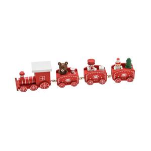 Weihnachten Deko Draußen Stücke von Weihnachten Zug Dekoration Geschenk niedlichen Holz Mini Zug Set Kinder Weihnachtsfeier Geschenk (RED-1, One Size)