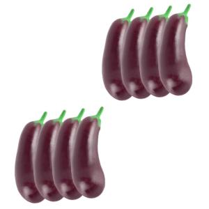 2 Sätze Simulation Aubergine Dekoratives Auberginenmodell Hausmodell-Dekoration Miniatur Aubergine Interessantes Miniaturspielzeug Miniatur-auberginen Für Kinder PVC 4 Stück * 2