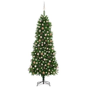 Künstlicher Weihnachtsbaum mit Beleuchtung & Kugeln mit LED Beleuchtung 240 cm Grün