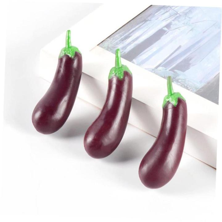 2 Sätze Simulation Aubergine Dekoratives Auberginenmodell Hausmodell-Dekoration Miniatur Aubergine Interessantes Miniaturspielzeug Miniatur-auberginen Für Kinder PVC 4 Stück * 2
