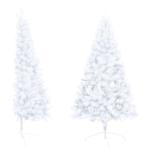 Künstlicher Halb-Weihnachtsbaum Beleuchtung Kugeln Weiß 240 cmWeiß und grau