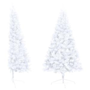 Künstlicher Halb-Weihnachtsbaum Beleuchtung Kugeln Weiß 240 cmWeiß und grau