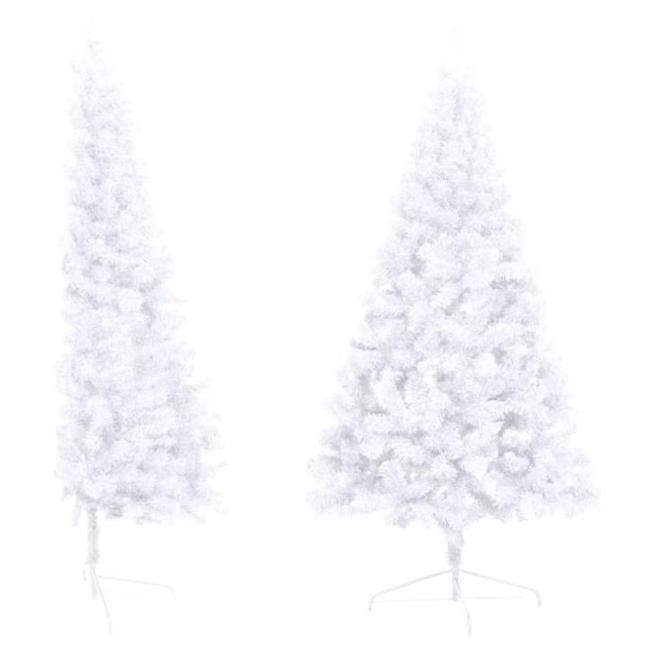 Künstlicher Halb-Weihnachtsbaum Beleuchtung Kugeln Weiß 240 cmWeiß und grau