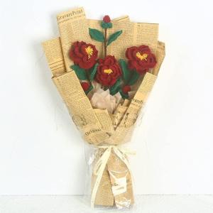 stücke Handgewebte Kamelie Blume Gestrickt Häkeln Blumenstrauß Hochzeit Ornamente