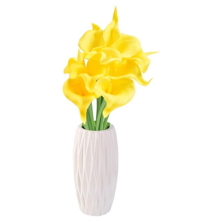 Künstliche Blumen, Künstliche Calla-Lilien-Blume, 10 Stück, fühlt Sich echt an, Seide, Blumen mit langem Stiel, Blumenstrauß, Großdekor(Yellow)