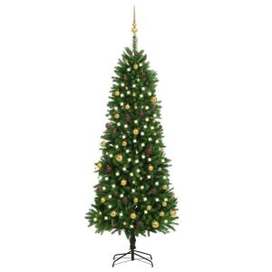 Künstlicher Weihnachtsbaum mit Beleuchtung & Kugeln mit LED Beleuchtung 240 cm Grün