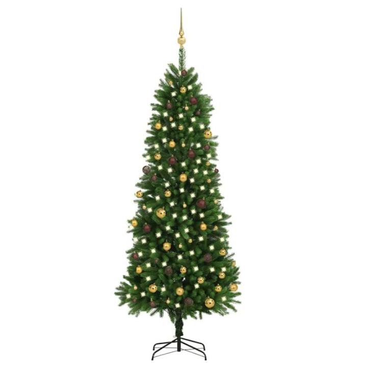 Künstlicher Weihnachtsbaum mit Beleuchtung & Kugeln mit LED Beleuchtung 240 cm Grün