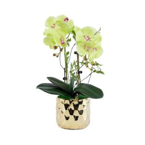 Kunstblumen Künstliches Blumen-Set, goldene Keramikvase mit künstlicher Schmetterlings-Orchidee, Arrangements für den Esstisch für Hochzeitsfeiern für jeden Anlass