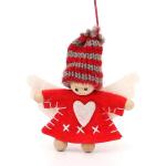 Vilten poppen engel met gebreide muts als hanger / boomopknoping in 3-delige set, afmetingen L/B/H: 1,5 x 5 x 8 cm., 550095