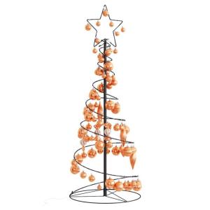 Kerstboom kegelvorm met ballen 80 leds warm wit 120 cm