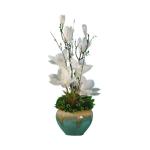 Kunstblumen Gefälschte Magnolienpflanzen für den Innenbereich, künstliche Blumenarrangements mit Porzellanvase, Innendekoration für Hochzeitsfeiern zu Hause für jeden Anlass