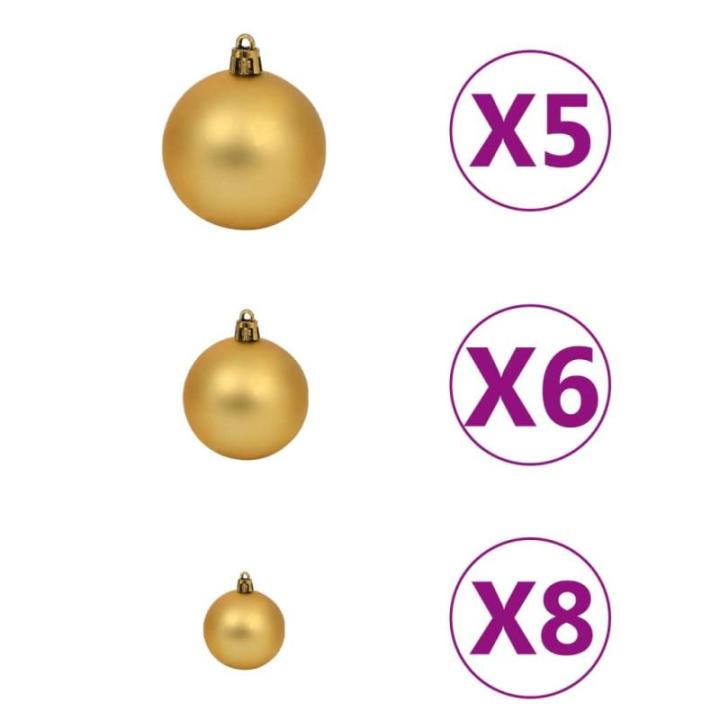 Künstlicher Weihnachtsbaum mit Beleuchtung & Kugeln mit LED Beleuchtung 150 cm Grün