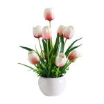 Kunstblumen Künstliche Tulpenblumen mit Keramikvase, echter Tulpenstrauß, lebendiges Tulpenblumenarrangement, für Hausgartenparty für jeden Anlass