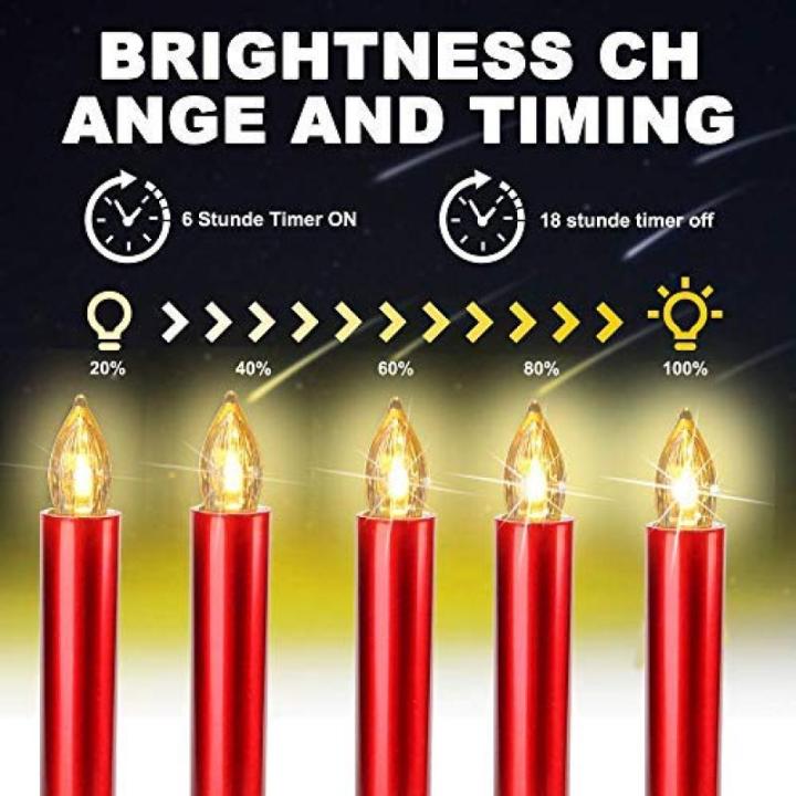20 Rode led kaarsen, lichtsnoeren kerstkaarsen kerstboom kaarsen met afstandsbediening draadloos, binnen buiten, bruiloft, verjaardag, feest, kerstboom, draadloze kaarsen（met 20 