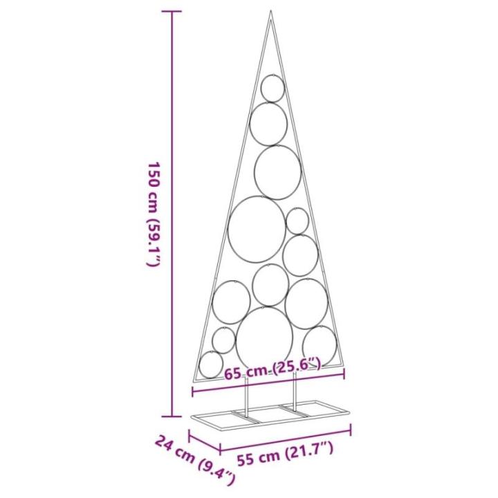 Metalen kerstboom groot voor decoraties, dennenboom van metaal, 150 cm, kerstboom met standaard, ruimtebesparende doe-het-zelf decoratie, dennenboom, zwart