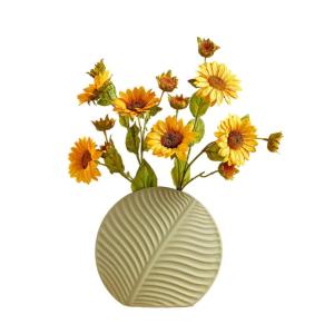 Kunstblumen Gefälschte Blumen in Keramikvase, blattförmige Vase, für Heimzimmer, Schreibtischdekoration, Hochzeit, Küche, Esszimmer, Partys, Dekorationen für jeden Anlass