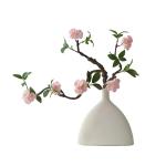 Kunstblumen Künstliche Pflaumenblüten, Pflaumenblüte im Zen-chinesischen Stil, für Heimtisch, Büro, Party, Dekoration (weiße weiße Keramikvase) für jeden Anlass